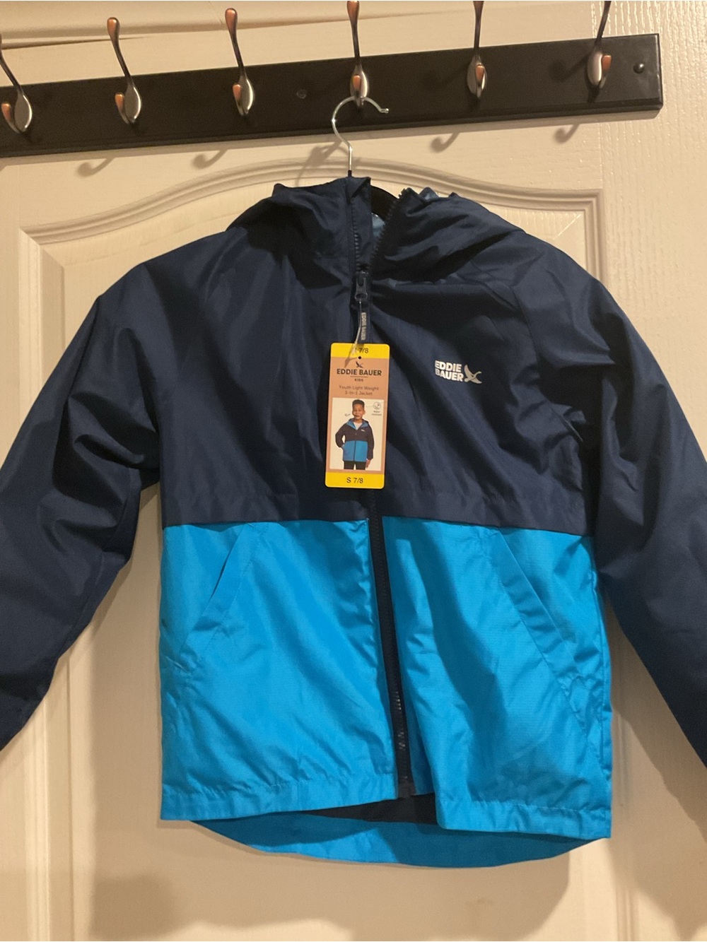 Eddie Bauer Navy and Bright Blue Hooded Kids Jacket
